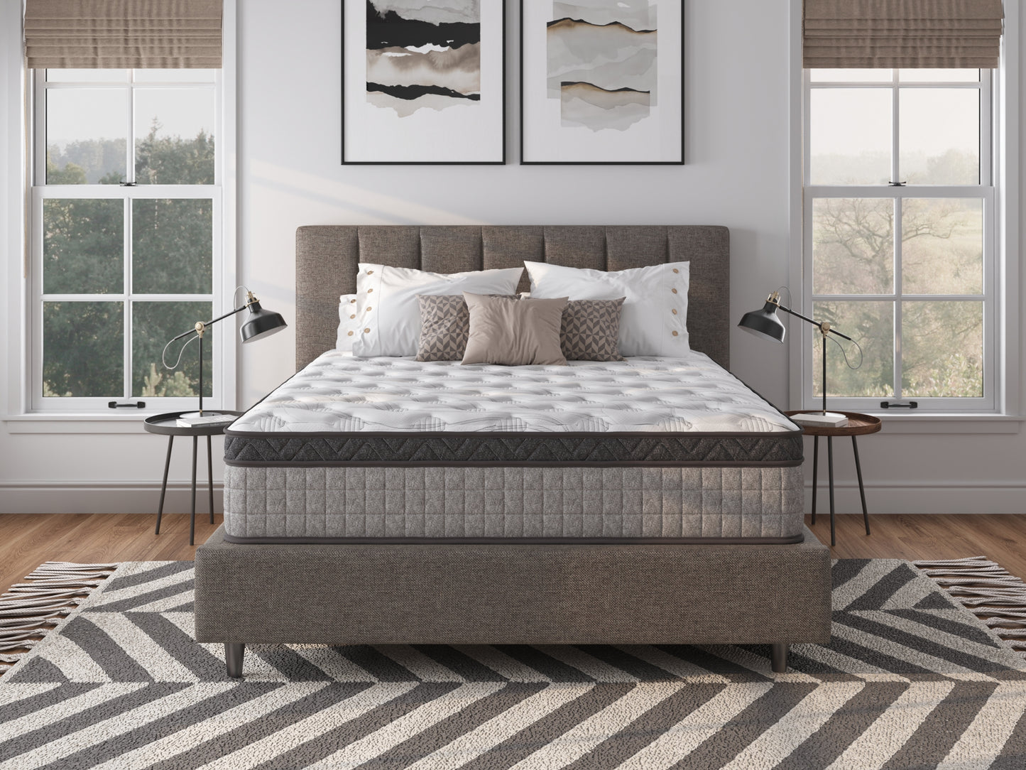 Assembled in USA - 12' Full Diamond Innerspring Hybrid and Cooling Gel Memory Foam Mattress, Pressure Relief, and Motion Isolation, CertiPUR-US and Oeko TEX Certified