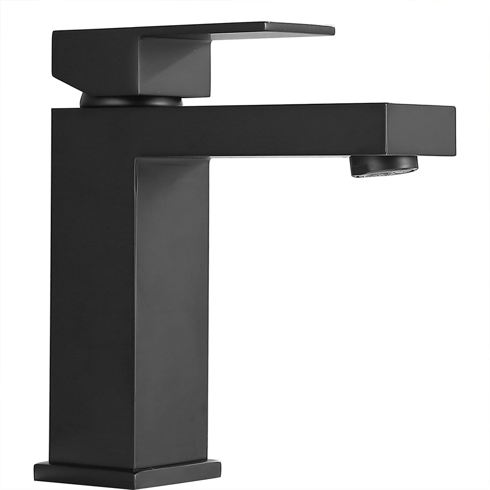 Black Bathroom Faucet, Brushed Black Faucet for Bathroom Sink, Black Single Hole Bathroom Faucet Modern Single Handle Vanity Basin Faucet