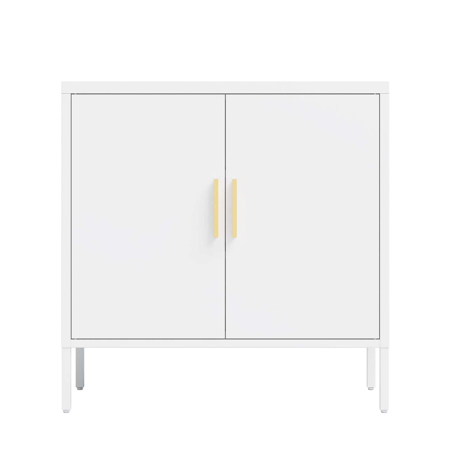 Metal Storage Cabinet with 2 Doors and 2 Adjustable Shelves, Steel Garage Storage Cabinet, Metal File Cabinet for Home Office School Gym, White