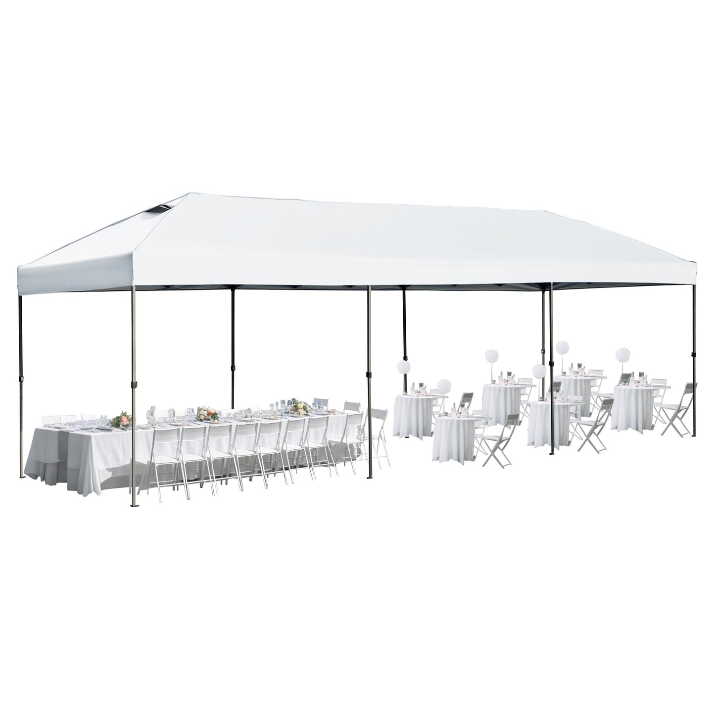 TREXM 10x30 Pop Up Canopy with Sidewalls, Heavy Duty Outdoor Party Tent with Wheeled Bag, for Patio,Wedding, Backyard (White)