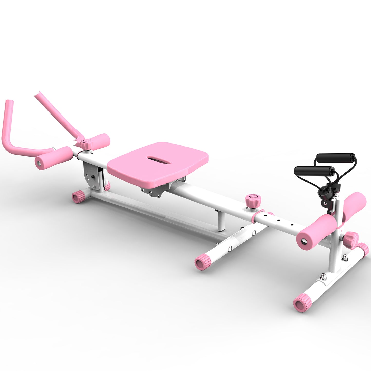 4-in-1 Ab Workout Exercise Equipment Rowing Machine Leg Press Machine Ab Glider Machine Roman Chair Fitness Equipment for Ab Workout Core Strength Training