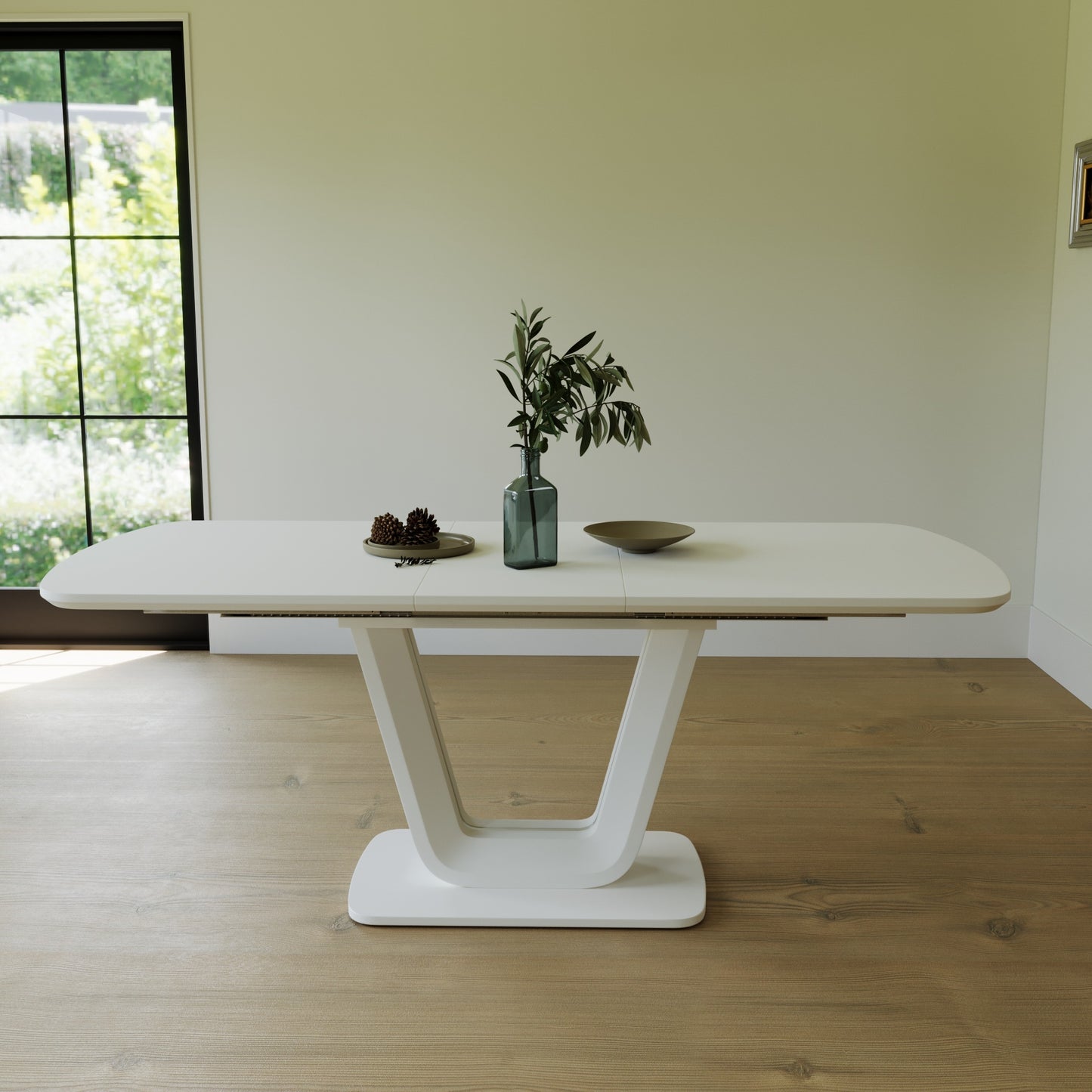 62.99-78.74' white dining table, MDF kitchen dining table, and modern industrial style expandable dining table with U-shaped legs, suitable for home and office use