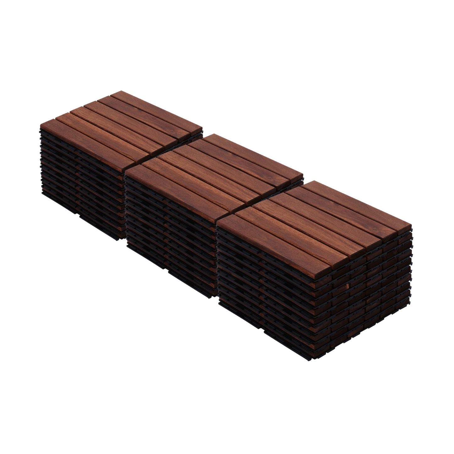 30 PCS Interlocking Deck Tiles Striped Pattern, 12' x 12' Square Acacia Hardwood Outdoor Flooring for Patio, Bancony, Pool Side,...