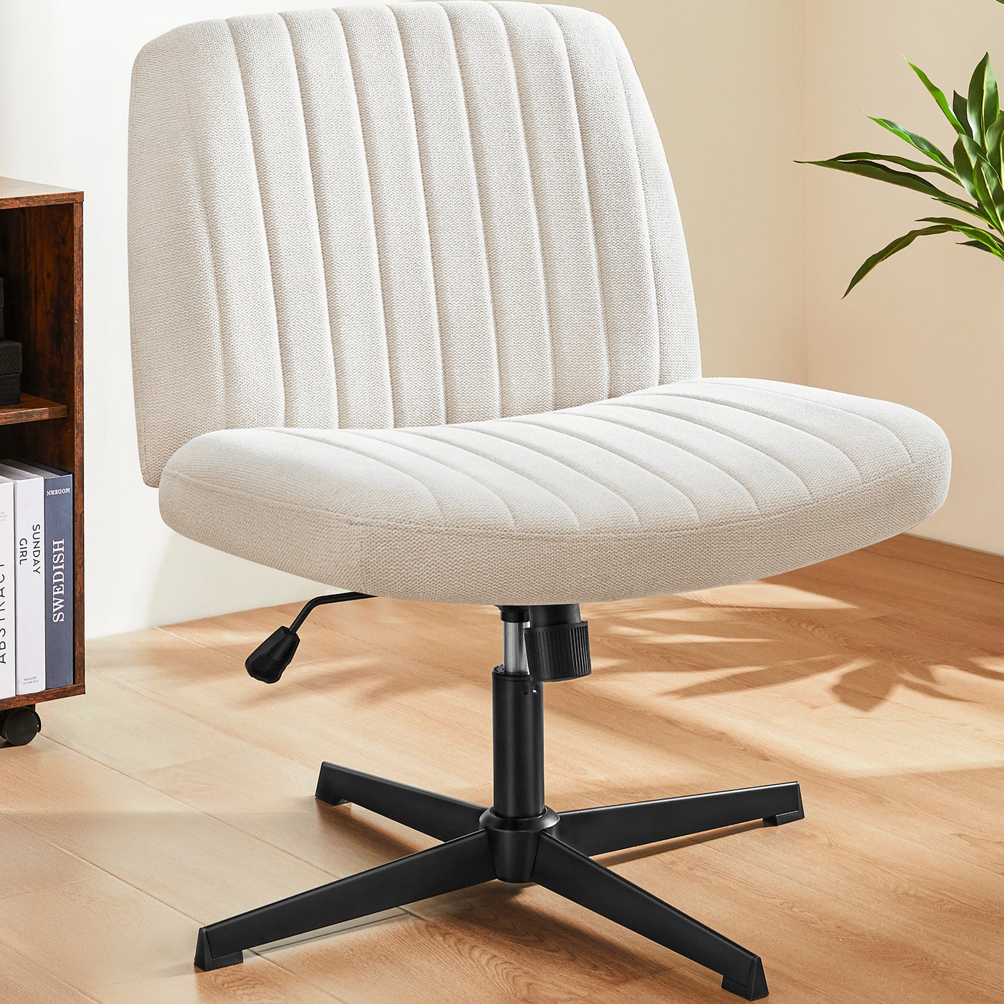 SWEETCRISPY Cross-Legged Chair,No Wheels Armless Swivel Home Office Chair