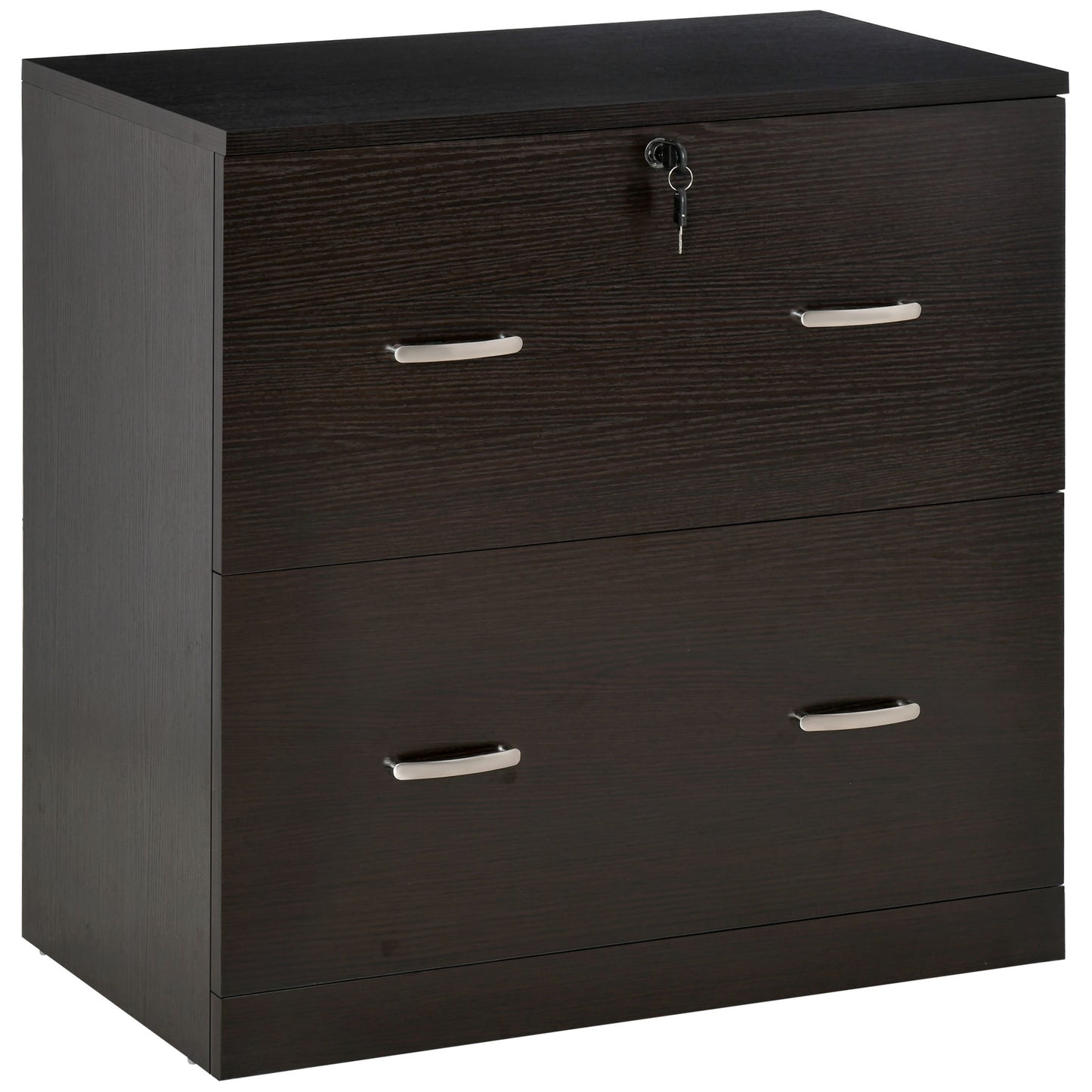 Vinsetto 2-Drawer File Cabinet with Lock and Keys, Vertical Storage Filing Cabinet with Hanging Bar for Letter Size, Home Office, Espresso