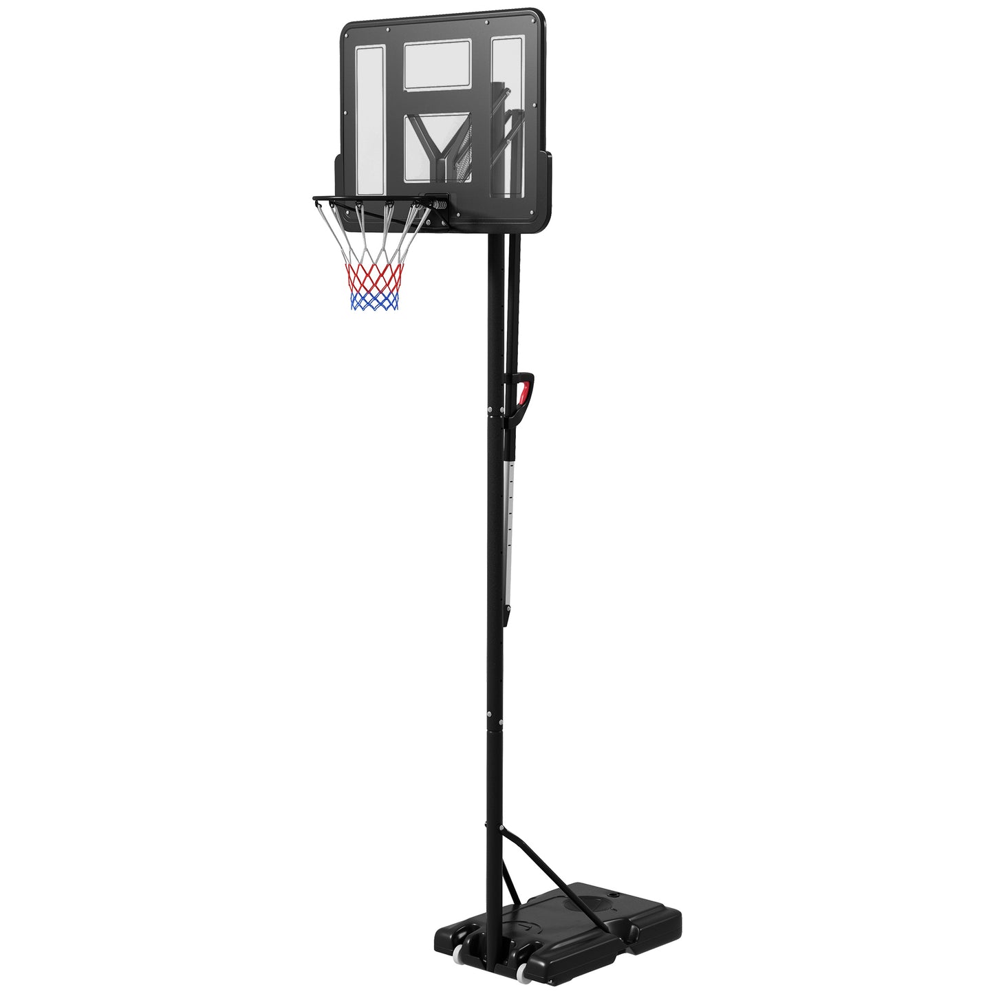Soozier Portable Basketball Hoop, 7.7-10' Height Adjustable Basketball Goal with 43' Shatterproof Backboard, Wheels, and Fillable Base for Teenagers, Youth, Adults