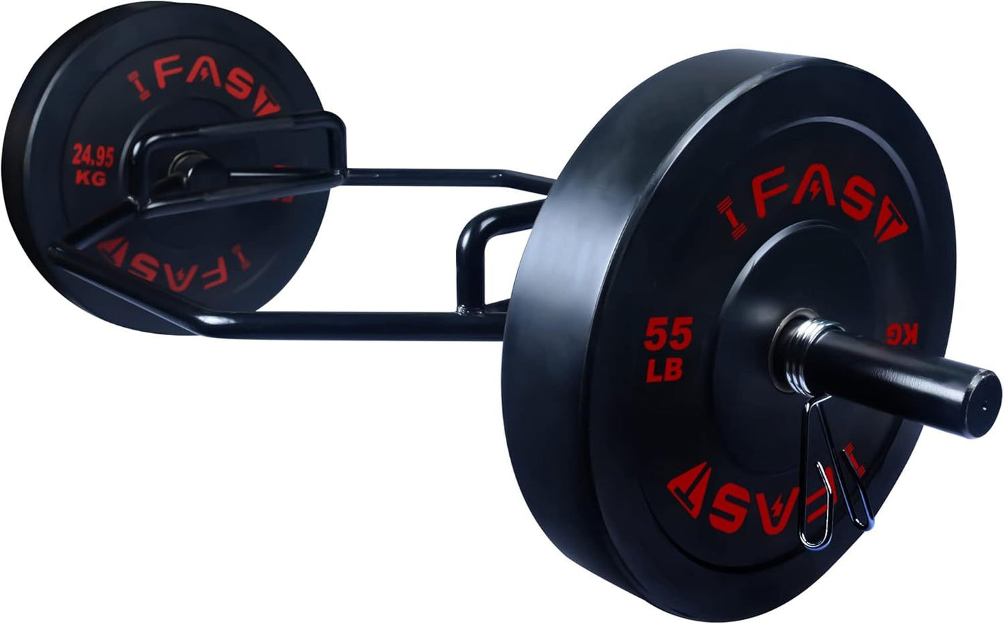 Hex Bar Weights Set Trap Bar Olympic Bumper 55lb Weight Plates Set for Deadlift Weightlifting Bodybuilding - 2 Inch Hexagon Trap Bar with Weights for Exercise & Fitness Home Gyms