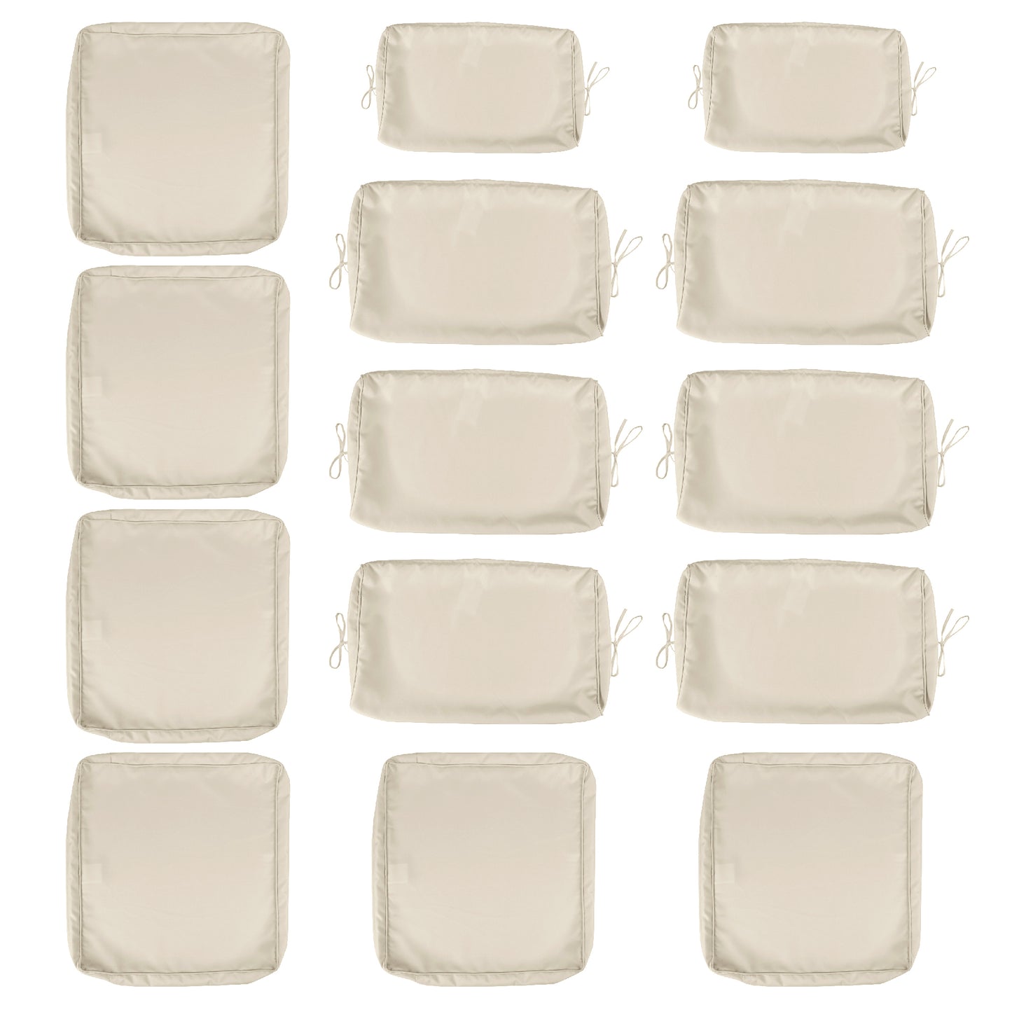 Cushion Covers for 7 Pcs (6-Seaters) Wicker Rattan Sectional Sofa, 14Pack Cushion Slipcovers Set Seat and Back,Outdoor Cushion Slipcover with Zipper, Khaki(Only Cover) Beige