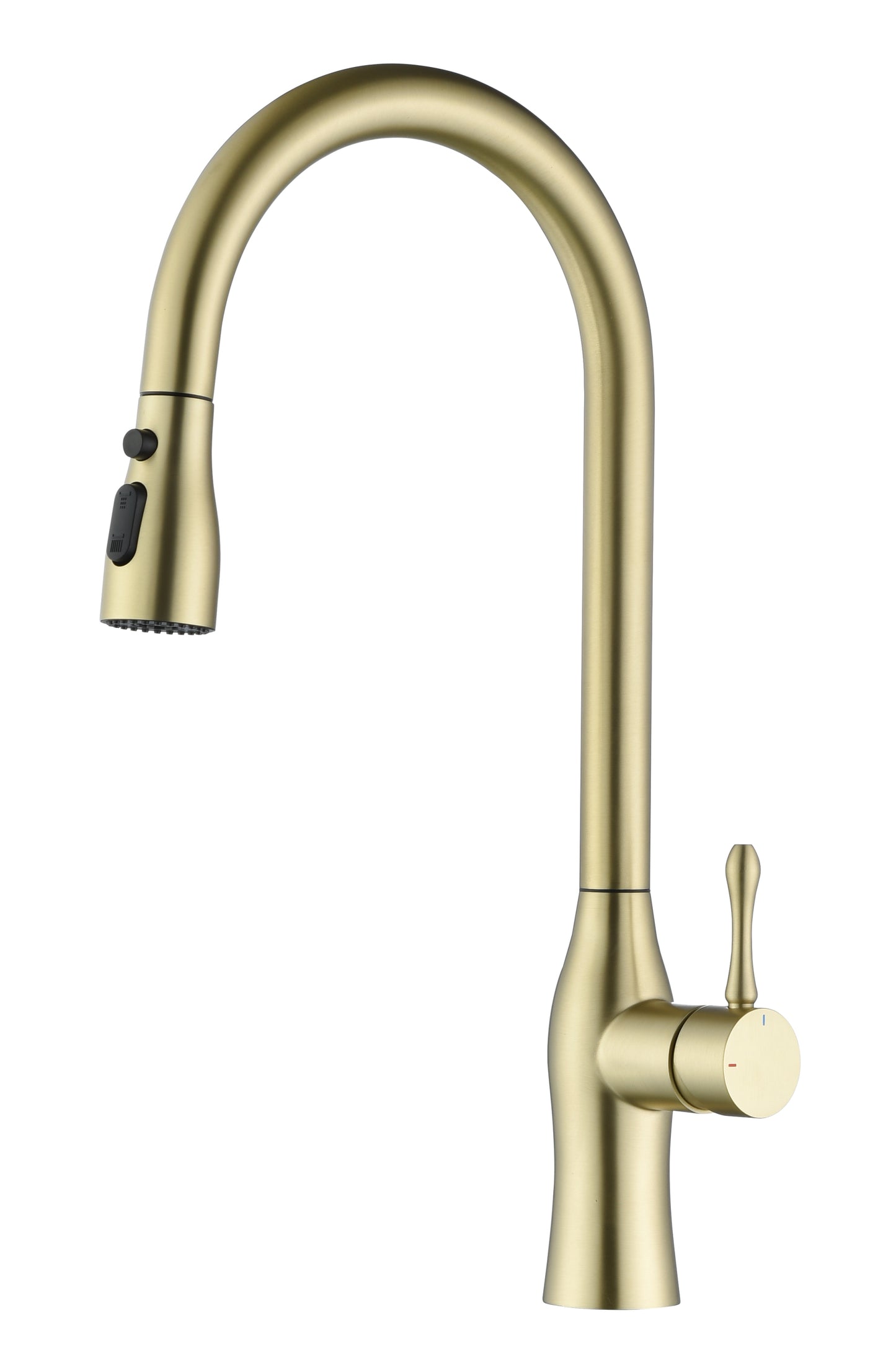 Pull-Down Single Handle Kitchen Faucet in Brushed Gold