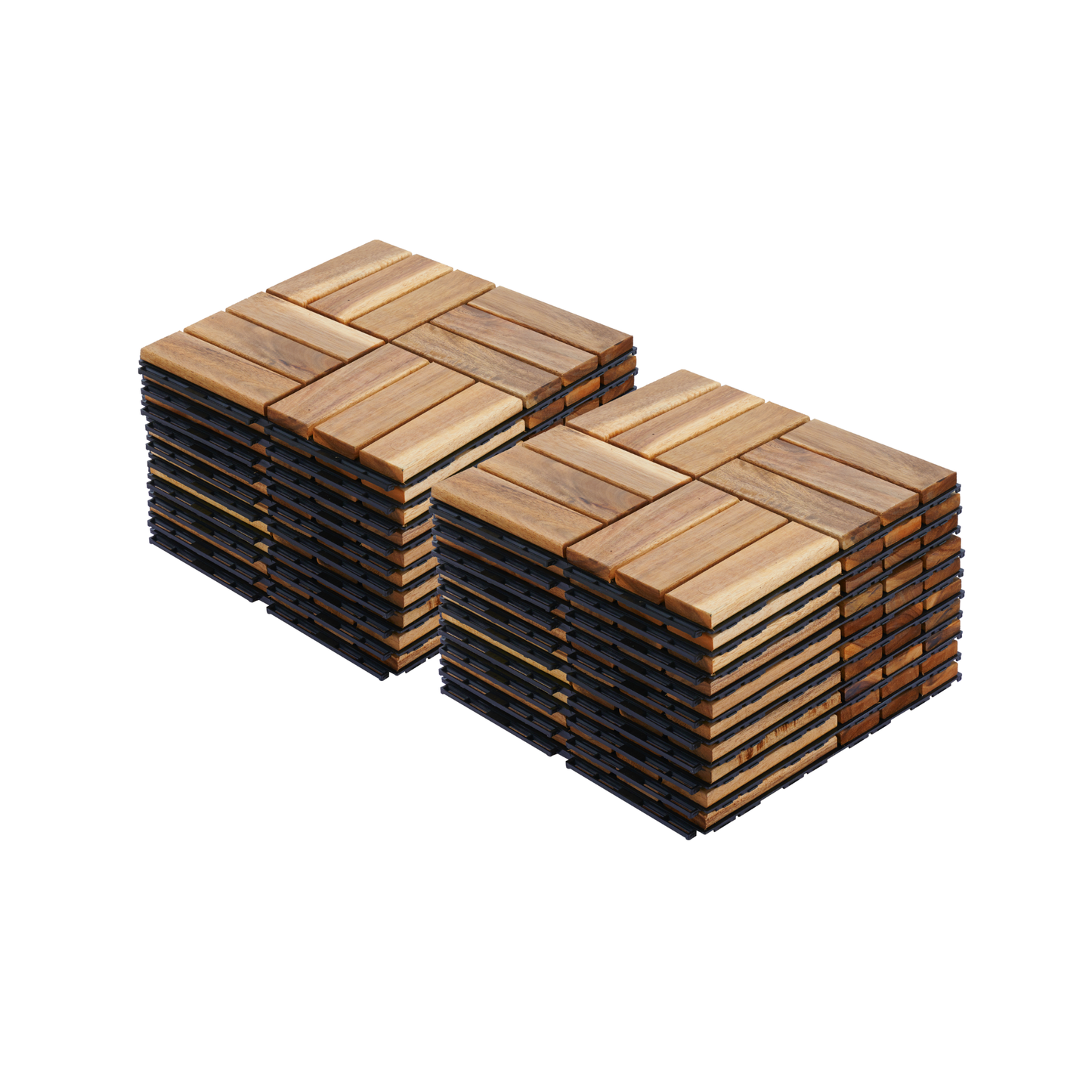 20 PCS Interlocking Deck Tiles Checker Pattern, 12' x 12' Square Yellow Acacia Hardwood Outdoor Flooring for Patio, Bancony, Pool Side,...