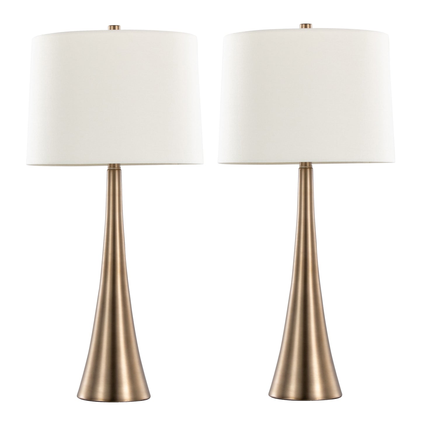 Diana 29' Contemporary Metal Table Lamp in Matte Golden Bronze with White Linen Shade from Grandview Gallery by LumiSource - Set of 2
