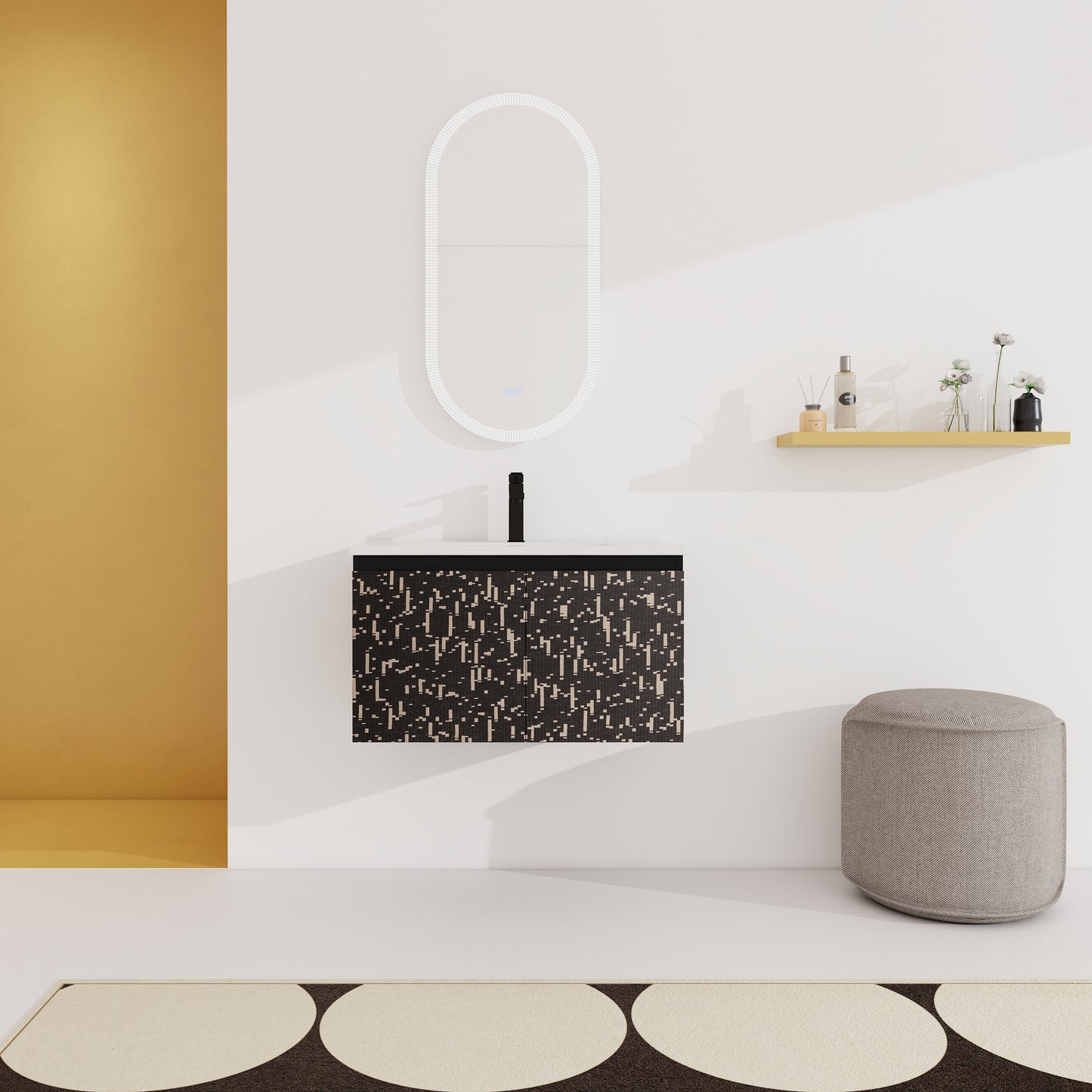 30'' Floating Wall-Mounted Bathroom Vanity With Ceramics Sink & Soft-Close Cabinet Door, KD-Package