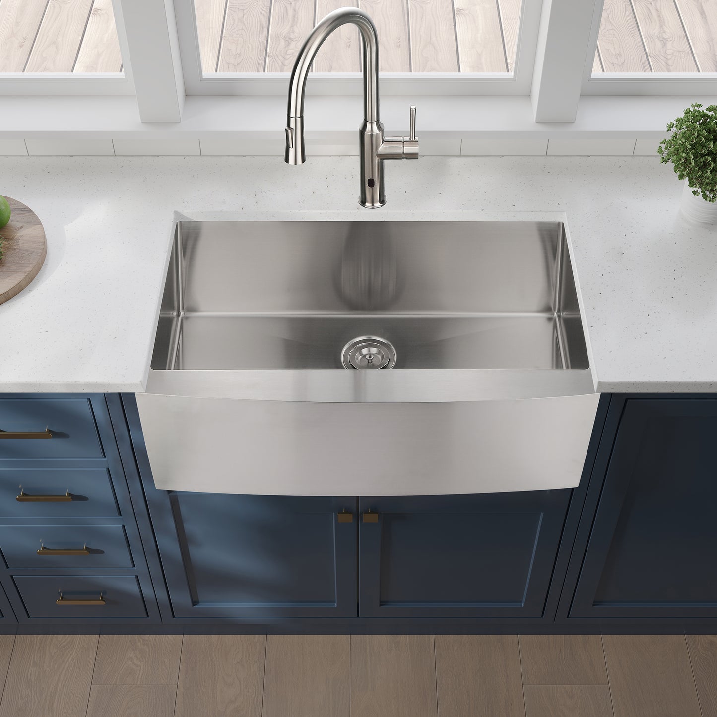 36'x21'x10'Farmhouse Apron Single Bowl Stainless Steel Kitchen Sink