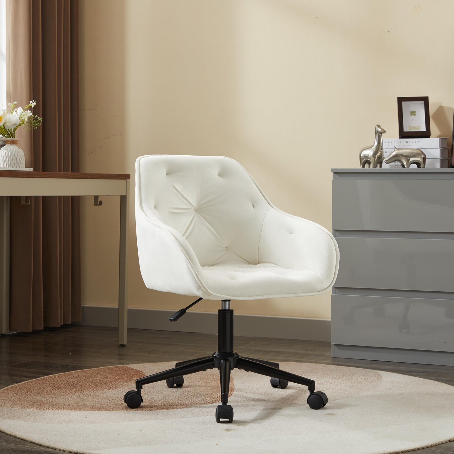 Velvet Home Office Chair, Modern Home Desk Chair with Wheels , Vanity Chairs for Living Room, Bedroom,Study Room,Computer Chair