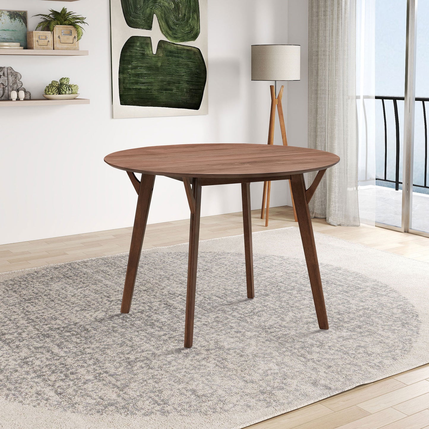 42.01 Inch Saving Place Table,Wooden Dining Table for 4 Persons,Modern Design Round Kitchen Table for Living Room,Apartment,Restaurant,Walnut