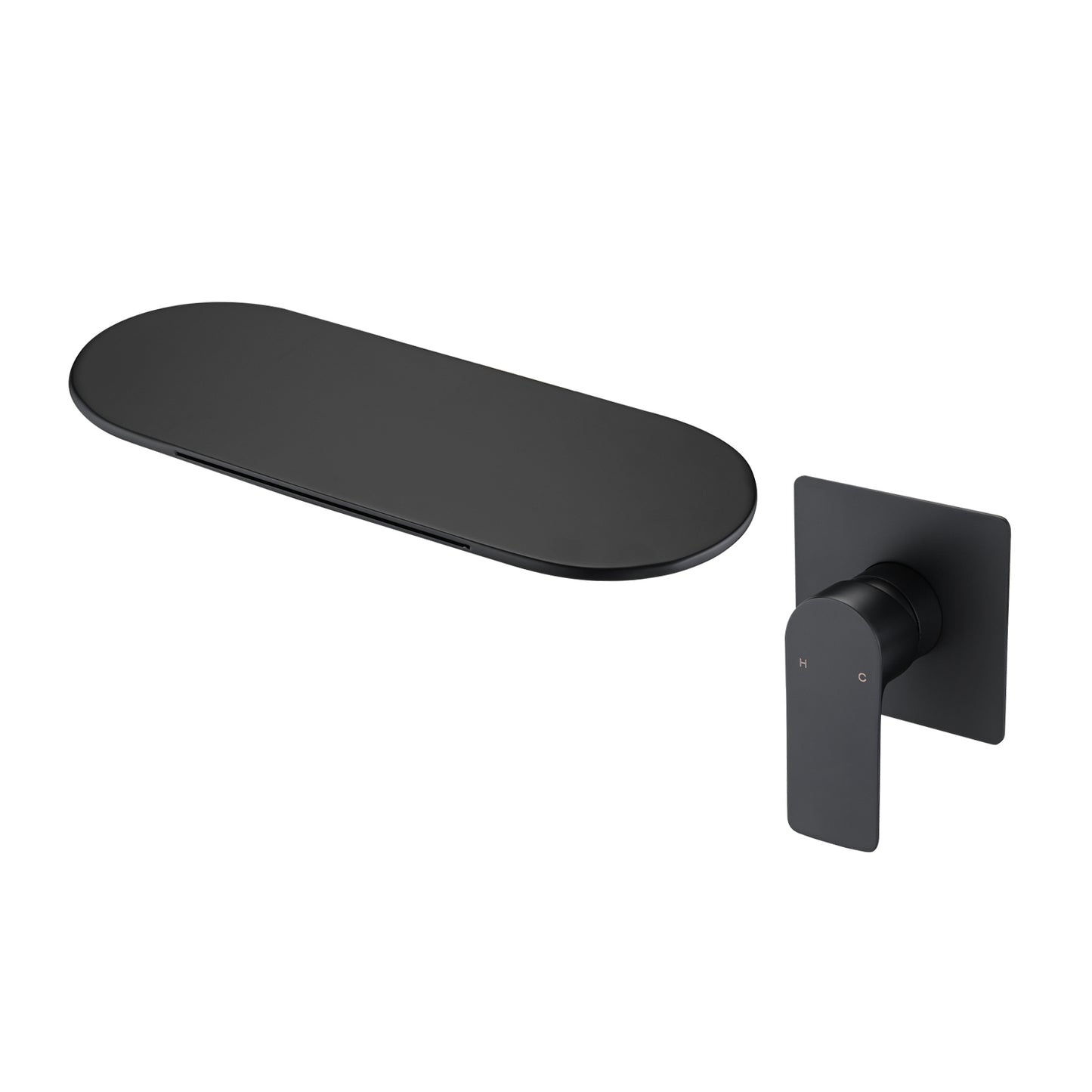 Wall Mount Bathtub Faucet Matte Black Single Handle Modern Bathroom Sink Faucet with Rough in Valve High Flow Filler Waterfall Tub Spout