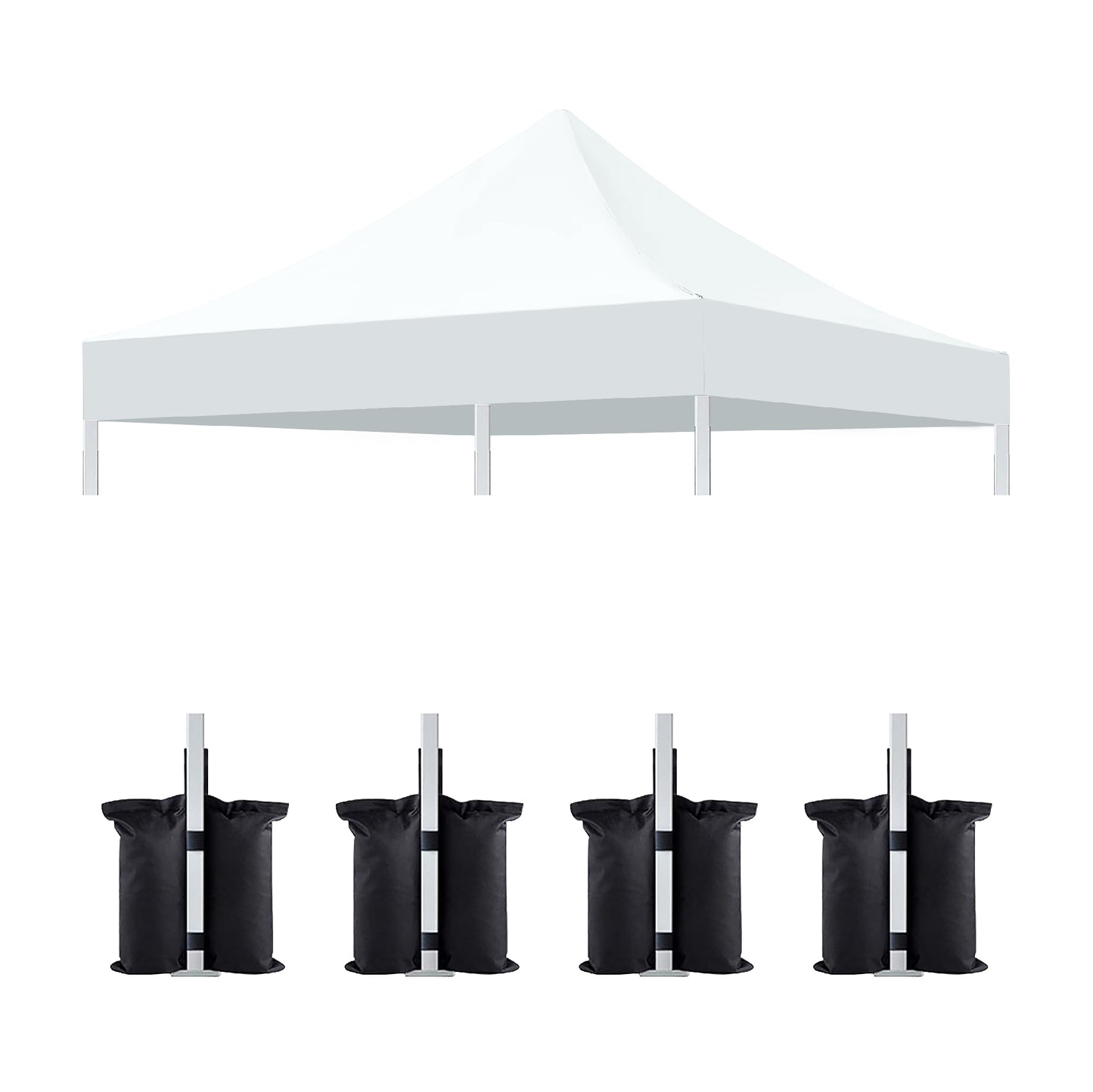 10x10 Canopy Replacement Top for Pop Up Canopy Tent and 4PC Pack Canopy Weight Bag(only cover and 4pcs sandbag not include frame) White