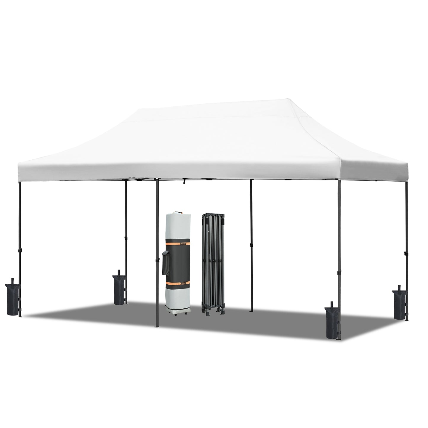 TREXM 10x20 Pop Up Canopy Tent with 6 Sidewalls, Heavy Duty Party Tent, UV and Waterproof Protection, 3 Height Adjustable Outdoor Canopy Tent with Roller Bag for Weddings, Events, and Beach, White