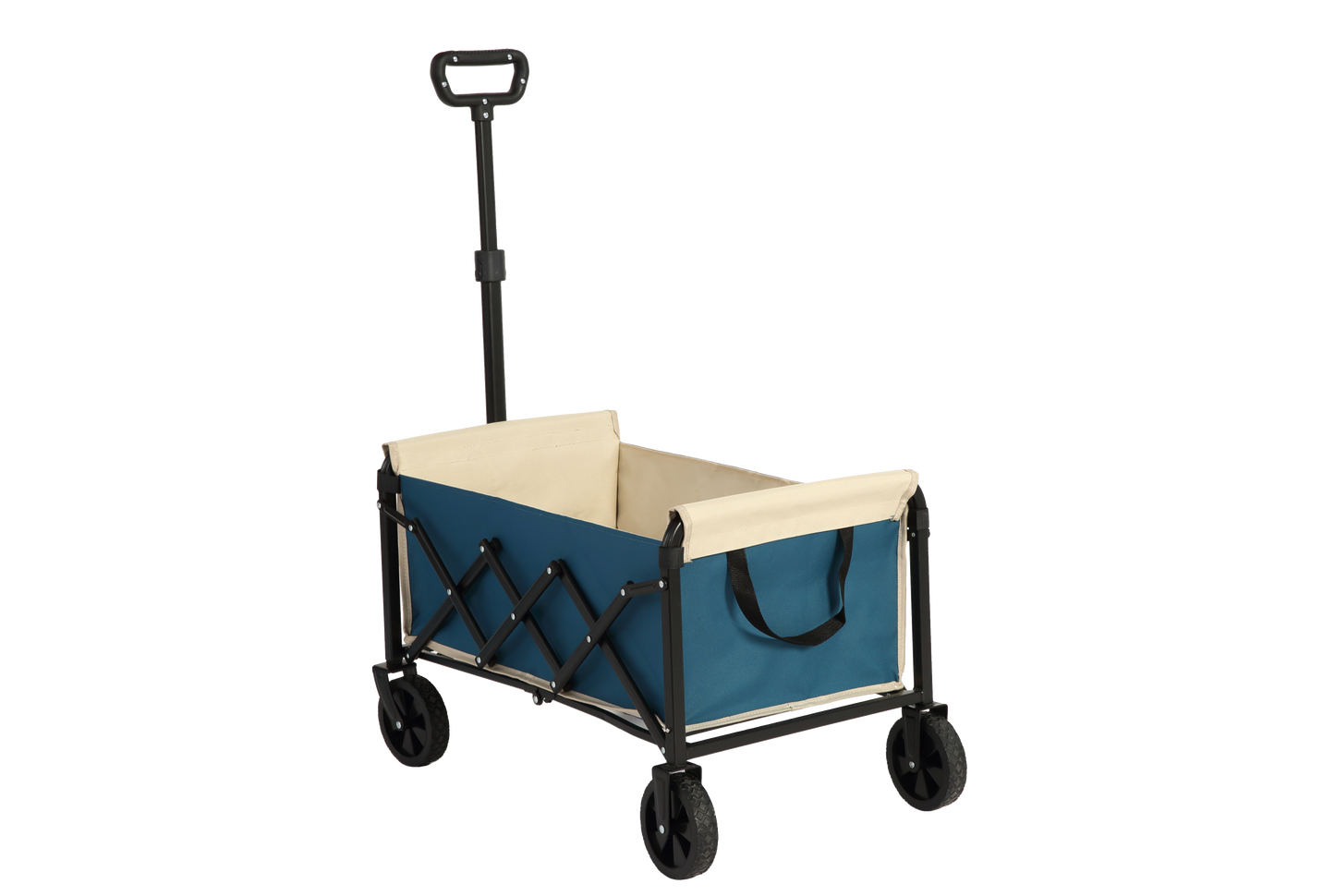 Lightweight Portable Heavy Duty Folding Beach Wagons with Wheels - Outdoor Utility Carts for Grocery, Camping, Shopping, Sports, Garden with Large Capacity - Blue