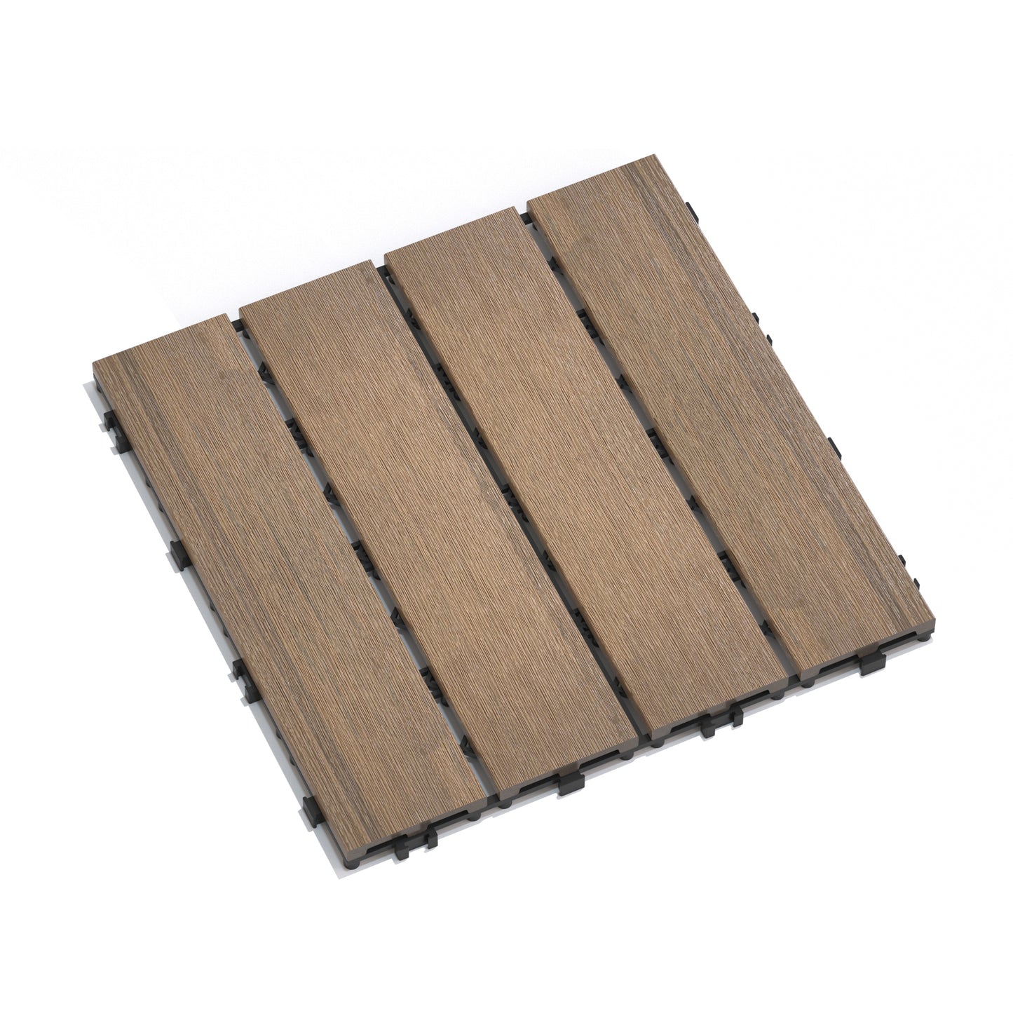 Patio Floor Tiles Pack of 22 WPC Wood-Plastic Composite Patio Deck Tiles DIY Interlocking Decking Tiles, Quick Deck Floor Tile, Court Tile, Water Resistant Indoor Outdoor -11.8' Oak