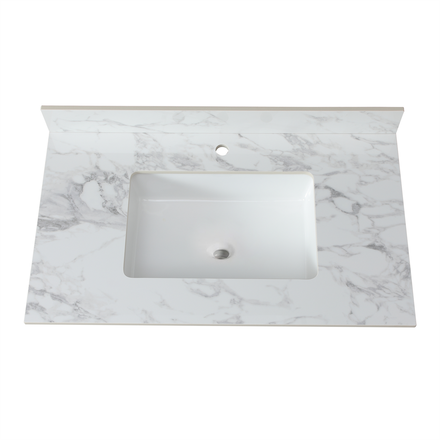 37'x22'Bathroom Vanity Top,sintered stone carra white Barthroom Vanity Sink Tops with Rectangular Undermount Ceramic Sink with Vanity Backsplash, Single Faucet Hole Bathroom Vanity Countertop