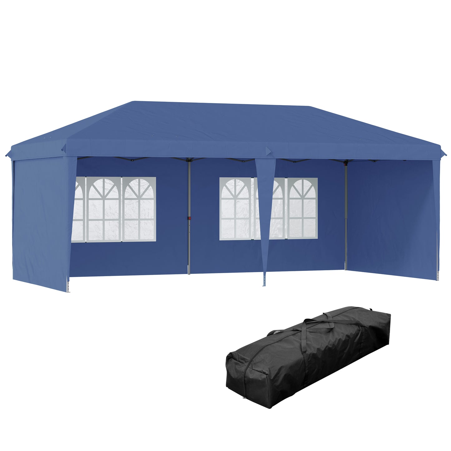 Outsunny 10' x 20' Pop Up Canopy Tent with 4 Sidewalls, Heavy Duty Tents for Parties, Outdoor Instant Gazebo with Carry Bag, for Outdoor, Garden, Patio, Blue