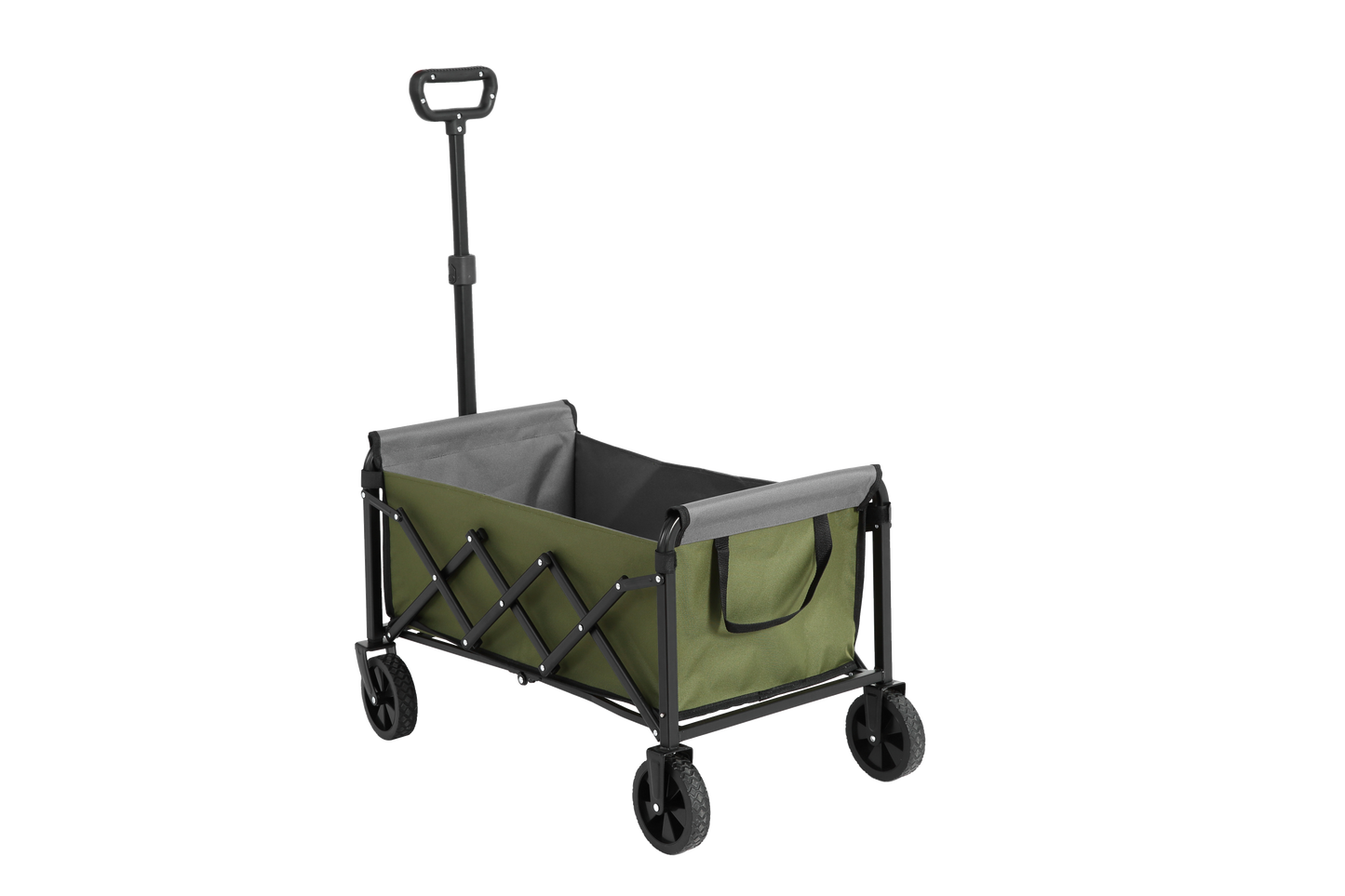 Lightweight Portable Heavy Duty Folding Beach Wagons with Wheels - Outdoor Utility Carts for Grocery, Camping, Shopping, Sports, Garden with Large Capacity -Army green