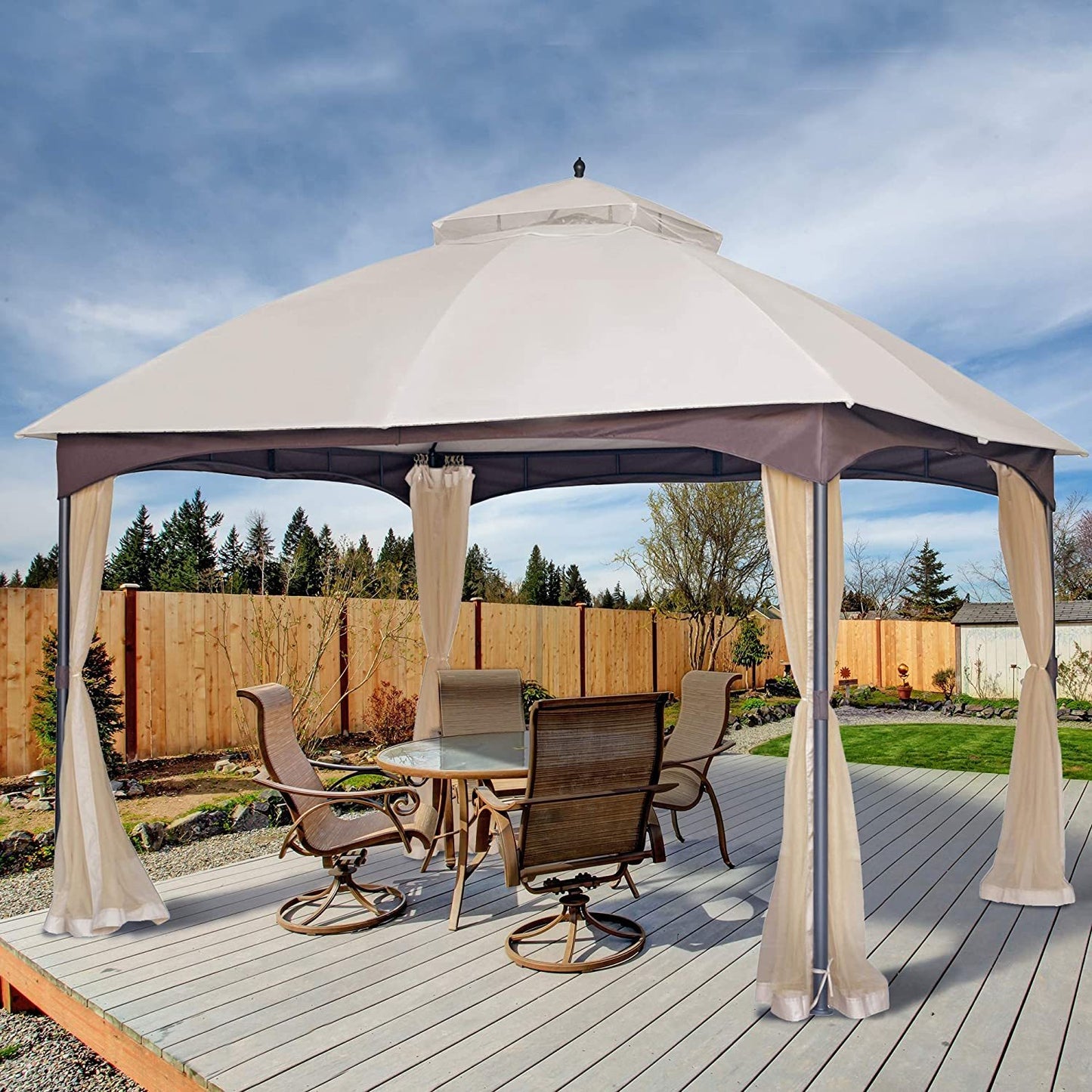10*12 FT Softtop Metal Gazebo with Mosquito Net,Sturdy Heavy Duty Double Roof Canopy,Galvanized Steel Design Outdoor Tent,Suitable for Gardens,Patio,Backyard