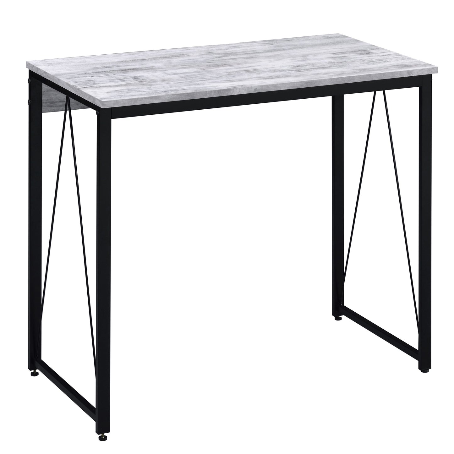 Antique White and Black 35.5' Writing Desk with Metal Sled Base