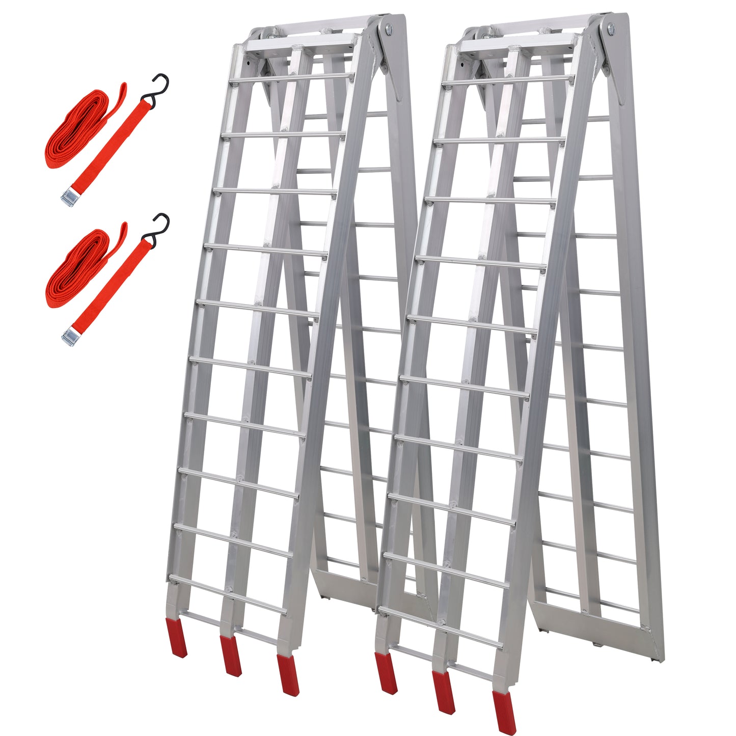 7.5FT Aluminum Loading Ramps, 1500 Lbs Capacity per pair, With safety straps, Motorcycle Ramp, ATV Truck Ramps, Tailgate Ramps, Four Wheeler Ramps for Trucks, Lawn Mower, UTV, 1 PAIR, SILVER Color