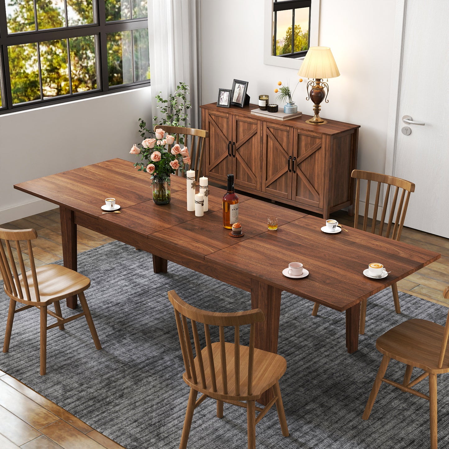 Dining Table , 106.3 in Large Extendable Kitchen Table