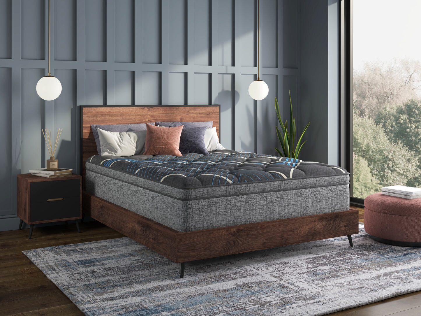 Restonic Comfort Care 15' Euro Top Hybrid Mattress, Individual Pocketed Coil Mattress , Plush Comfort, Queen