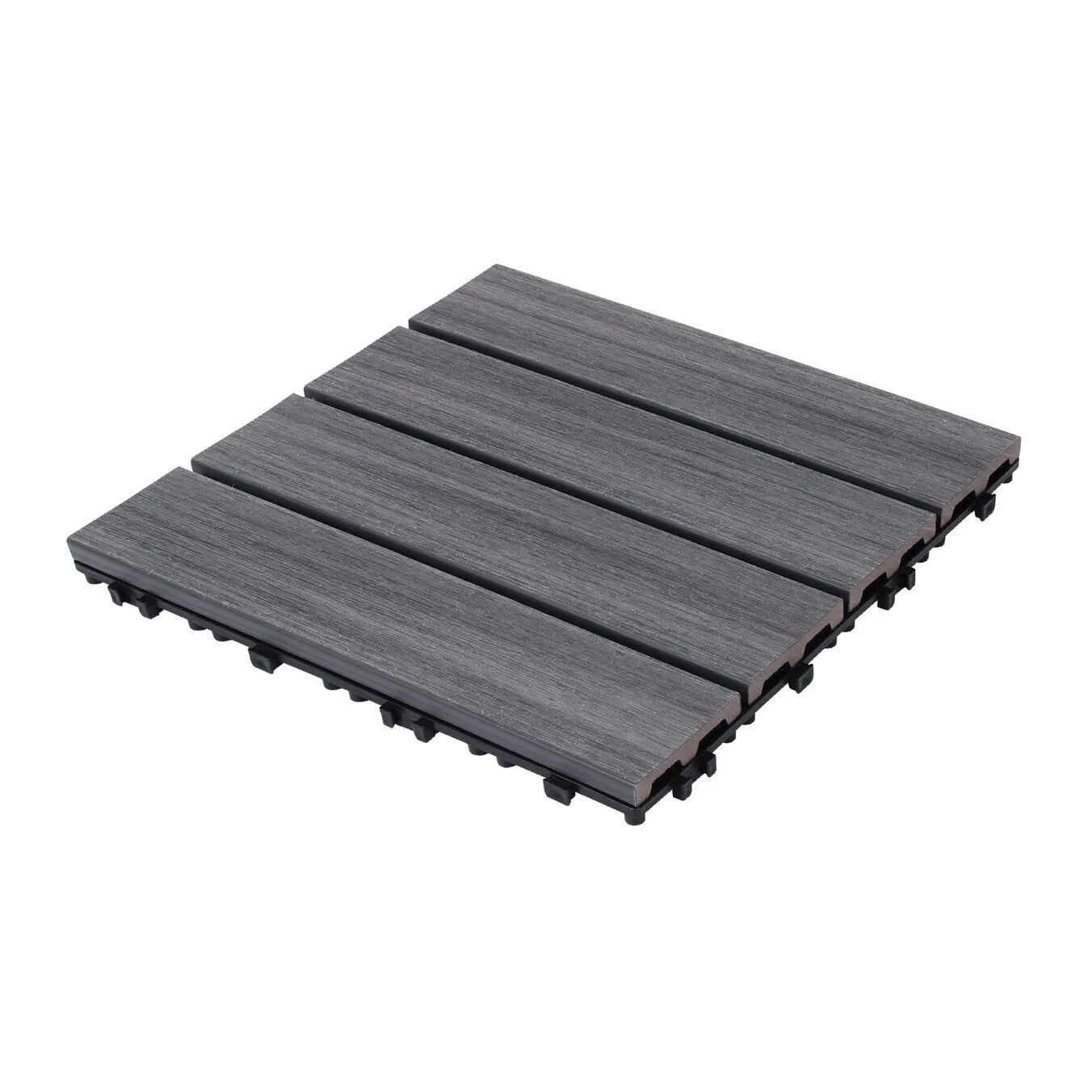 Patio Floor Tiles Pack of 22 WPC Wood-Plastic Composite Patio Deck Tiles DIY Interlocking Decking Tiles, Quick Deck Floor Tile, Court Tile, Water Resistant Indoor Outdoor -11.8' ASH