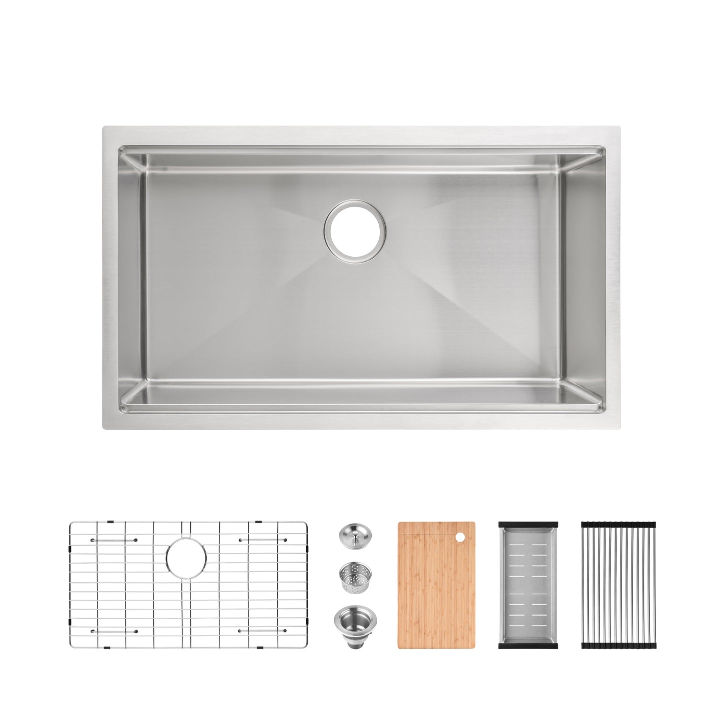 Kitchen Sink 33'x19' Multifunctional undermount Flying Rain Waterfall S304 Stainless Steel Handmade Modern Single Bowl Kitchen Sink Dark Gray