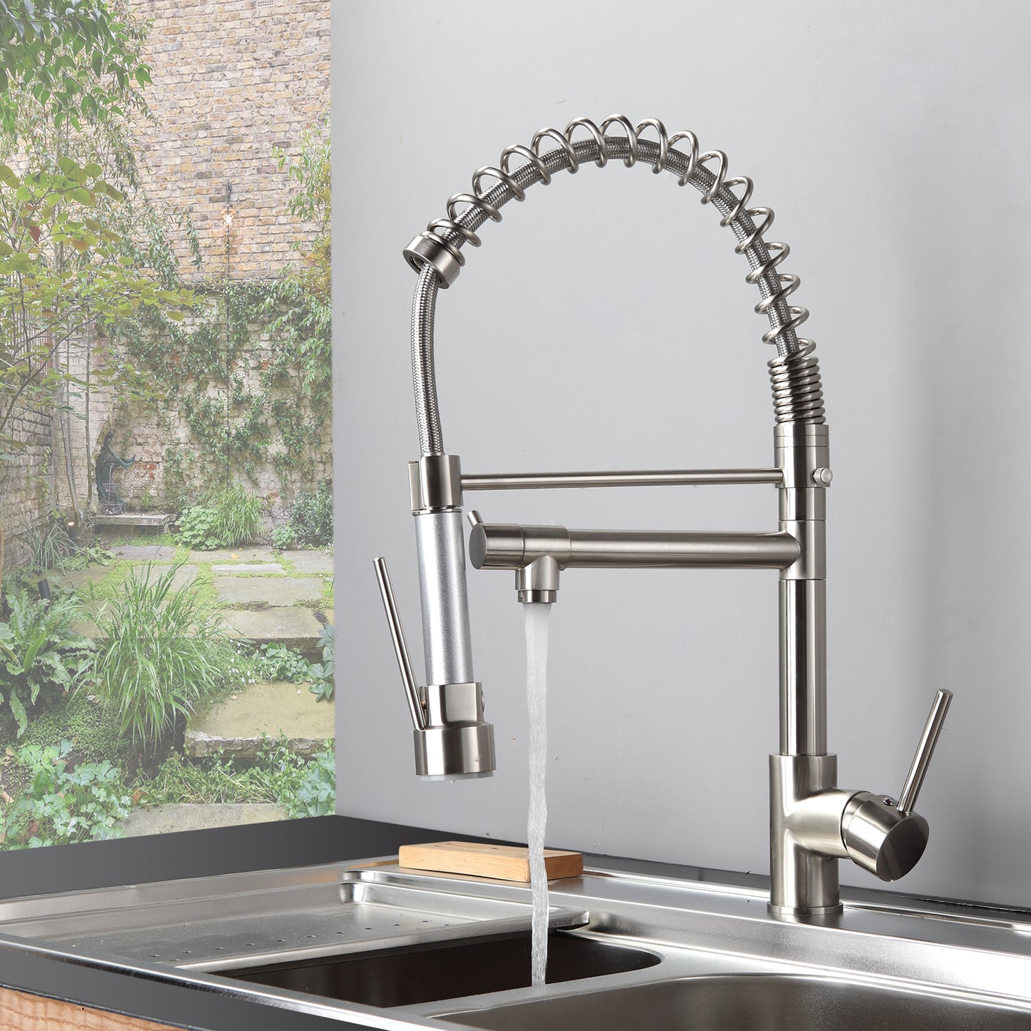 Kitchen Faucet with Pull Down Sprayer Brushed Nickel Stainless Steel Single Handle
Kitchen Sink Faucets