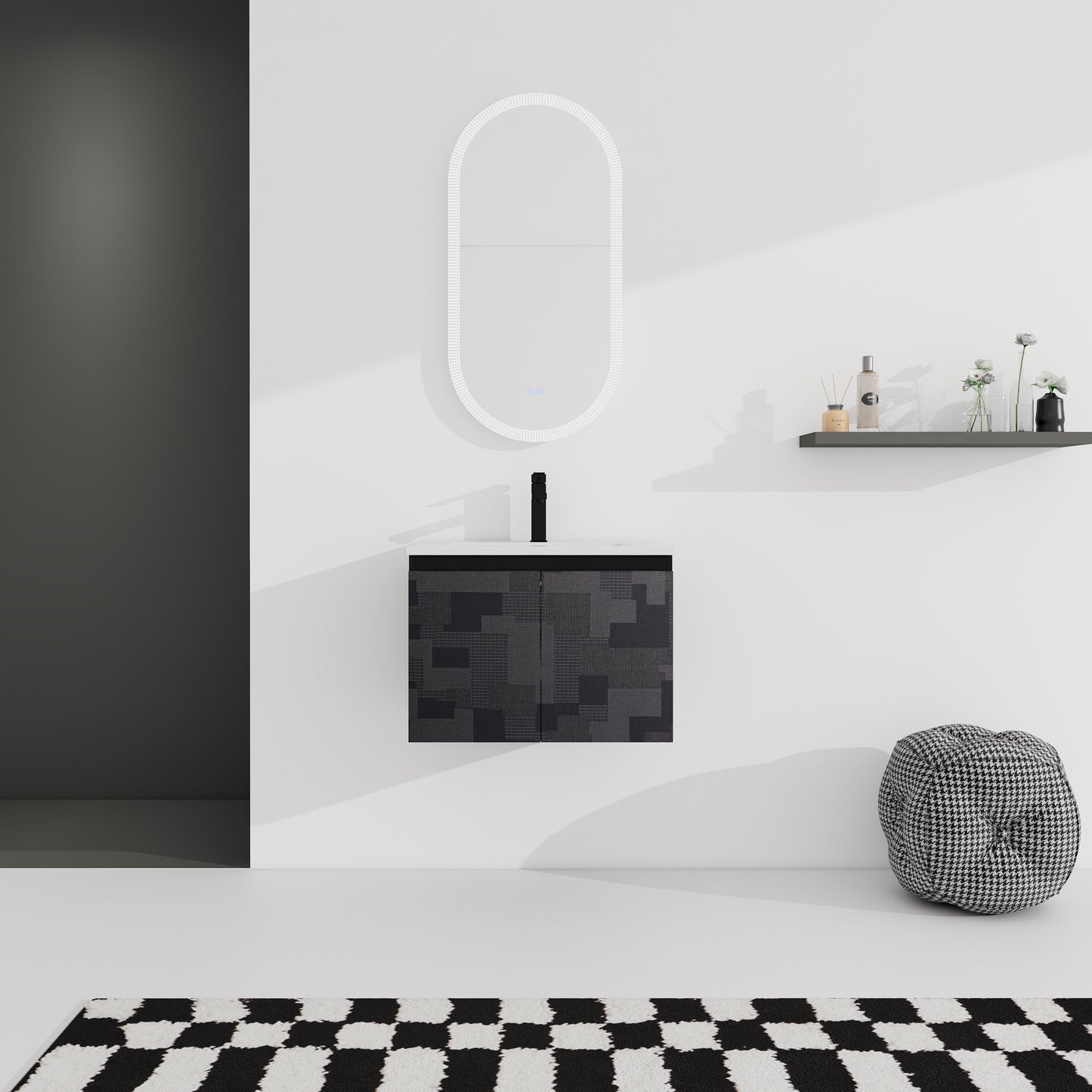 24'' Floating Wall-Mounted Bathroom Vanity With Ceramics Sink & Soft-Close Cabinet Door, KD-Package