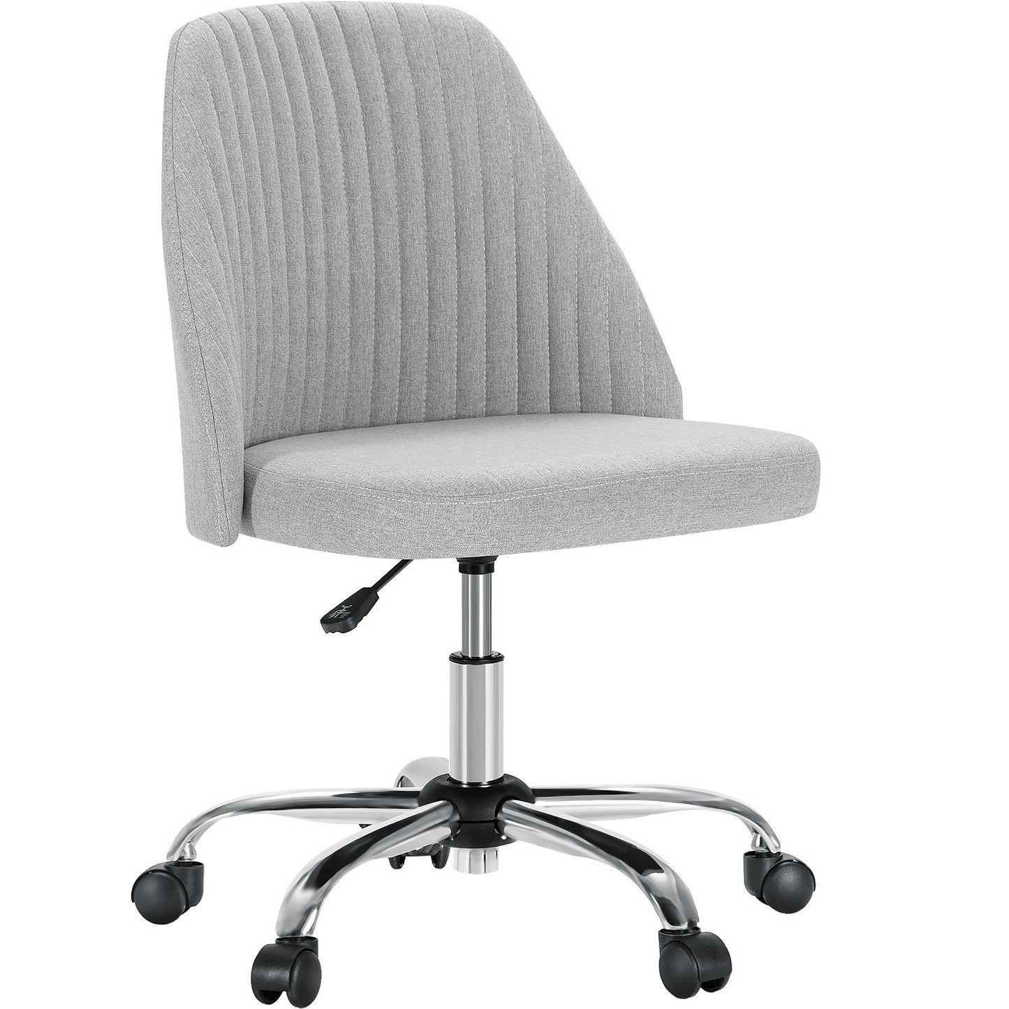 Sweetcrispy Armless Home Office Desk Chair with Wheels Adjustable Swivel Task Computer Vanity Chair for Small Spaces