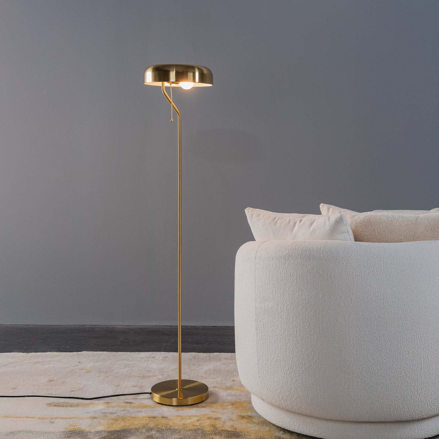Tall Corner Floor Lamp for Living Room, Bedroom & Office Space Illumination, Spectra Floor Lamp - Gold outer and White inner 110~120V