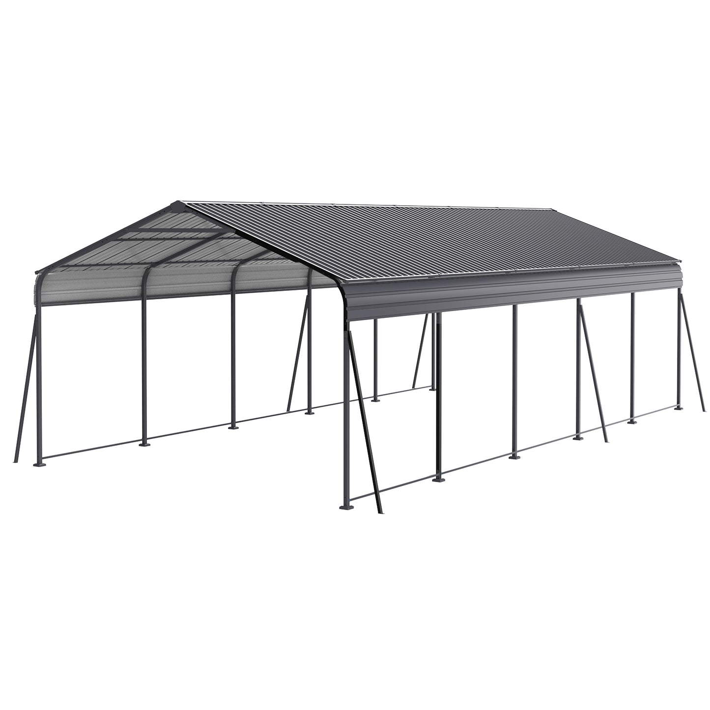 Metal Carport 13 ×26.5 FT Heavy Duty with Galvanized Steel Roof, Metal Garage Canopy with Galvanized Steel Roof & Frame, Car Tent Outdoor Storage Shed for Car, Boats and Truck, Gray