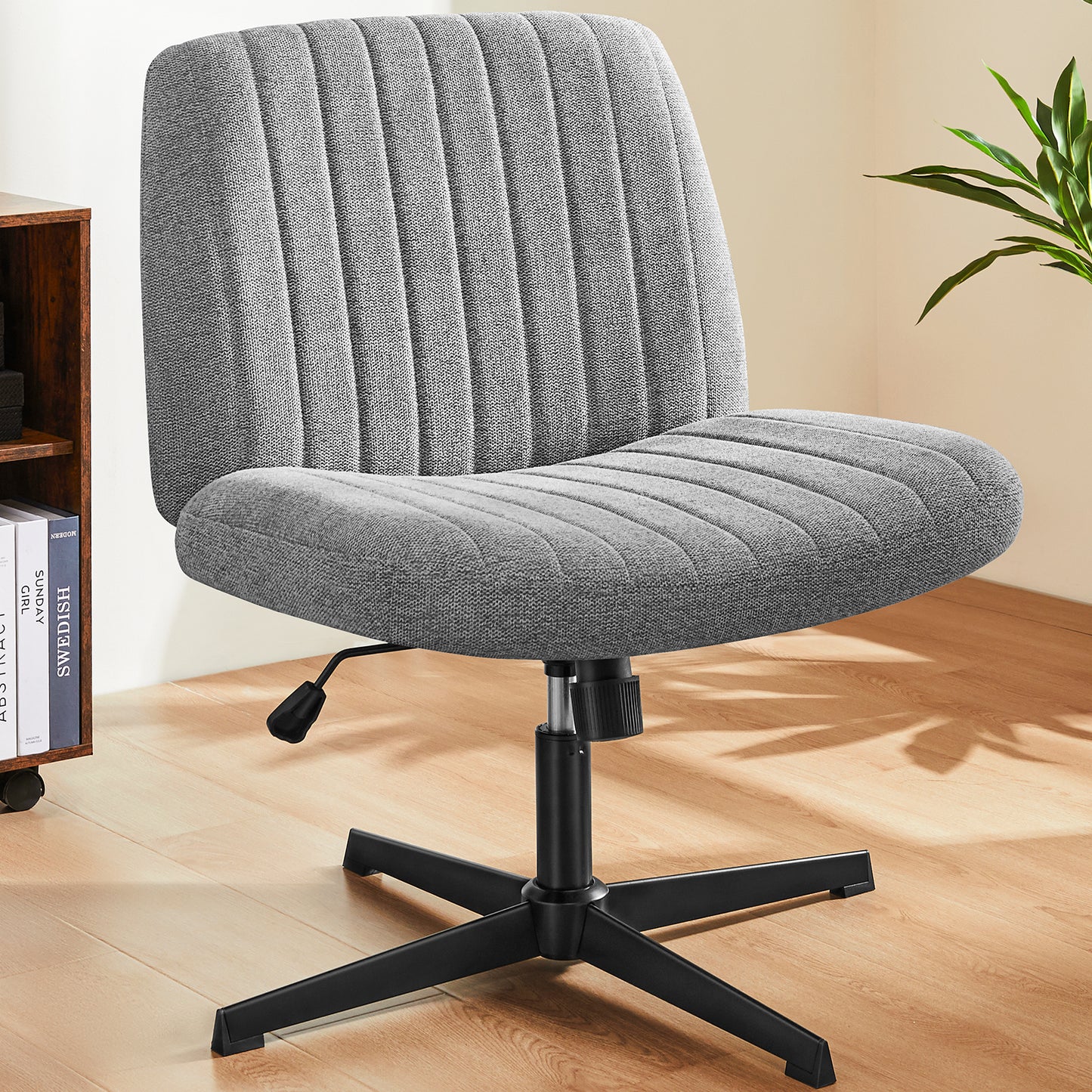 SWEETCRISPY Cross-Legged Chair,No Wheels Armless Swivel Home Office Chair