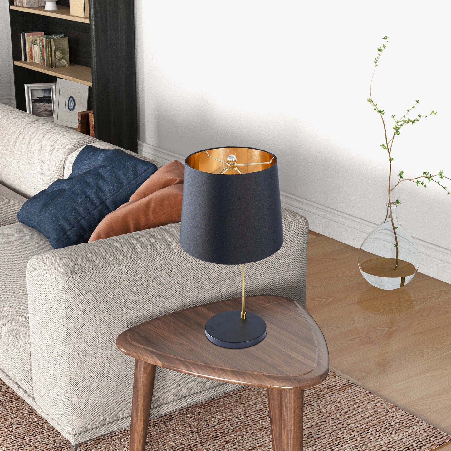 New Design Small Modern Stylish Desk Lamp In Stock In The United States, Easy To Install, Used for Bedside Table Lamp, Lustrous Table Lamp - Black outer and Gold inner 110~120V