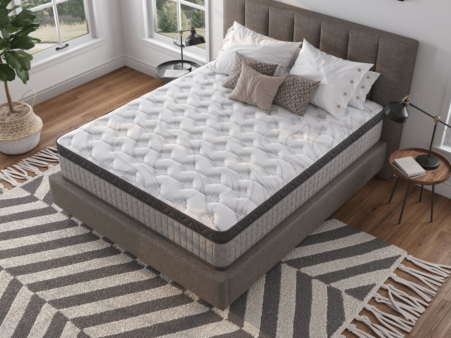 Assembled in USA - 10' Twin Diamond Innerspring Hybrid and Cooling Gel Memory Foam Mattress, Pressure Relief, and Motion Isolation, CertiPUR-US and Oeko TEX Certified