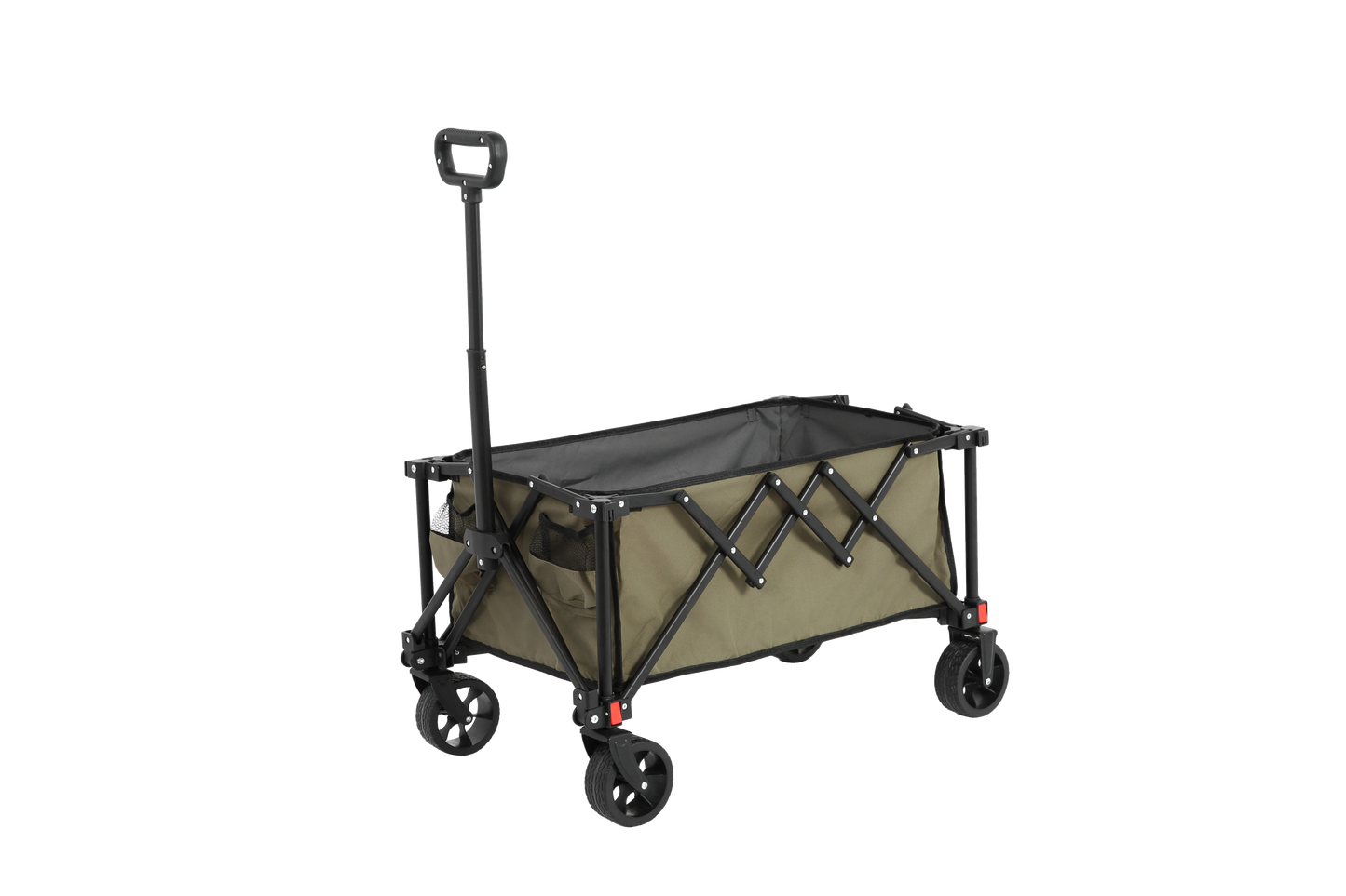 Folding Wagon Carts,Folding Wagon Cart with All Terrain Wheels,Heavy Duty Garden Carts with Adjustable Handle,Outdoor Utility Wagon for Camping Shopping Sports Fishing (army green)