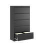 5 Drawer Metal Lateral File Cabinet , Black Filing Cabinet with Lock, Lockable File Cabinet for Home Office, Locking Metal File Cabinet for Legal/Letter/A4/F4 Size