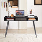 Mid Century Desk with USB Ports and Power Outlet, Modern Writing Study Desk with Drawers, Multifunctional Home Office Computer Desk Black
