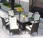Patio 7-Piece Rectangular Dining Set with 6 Dining Chairs (Brown &Beige Cushion )