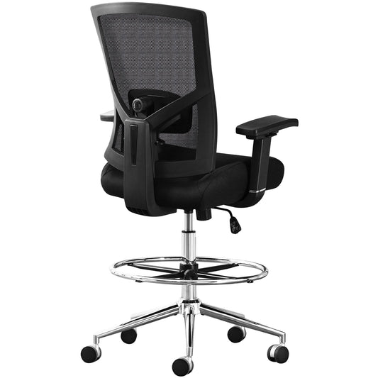 500 lbs Drafting Chair Tall Office Chair for Standing Desk, Extra Wide 21 inch Cushion, Ergonomic Heavy Duty Office Drafting Chair with Adjustable Lumbar Support, Pressure Locking Casters, 4D Arms