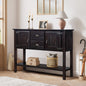 48'' Solid Wood Sideboard Console Table with 2 Drawers and Cabinets and Bottom Shelf, Retro Style Storage Dining Buffet Server Cabinet for Living Room Kitchen Dining Room (Espresso