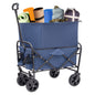 Minimeetall Extention Collapsible Foldable Wagon Cart Beach Wagon Heavy Duty Utility Cart Utility Wagon Grocery Cart for for Camping Shopping Sports Gardeing Fishing Supports 225lbs dark blue
