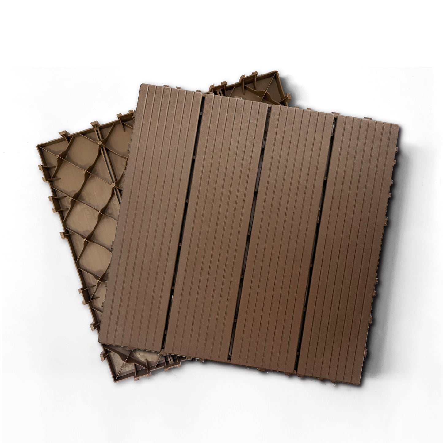 Plastic Composite Deck Tiles Set of 35pcs, Composite Decking Resist Rust, Water, Weather, Indoor&Outdoor, Easy to DIY & Maintain, Ideal for Patios, Balconies, Rooftops, Decks, 12x12i Light Coffee